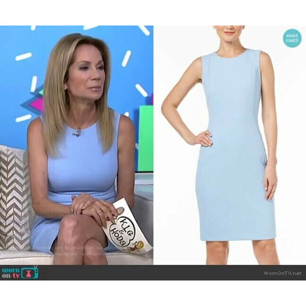 Calvin KleinLined Scuba Crepe Sleeveless Sheath Dress Blue size 14 $177 serene
